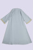 Embroidered long caftan coat in linen with side ties