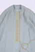 Embroidered long caftan coat in linen with side ties