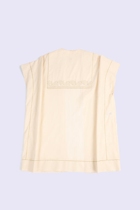 Loose fit coverup in linen and cotton with front and back bib