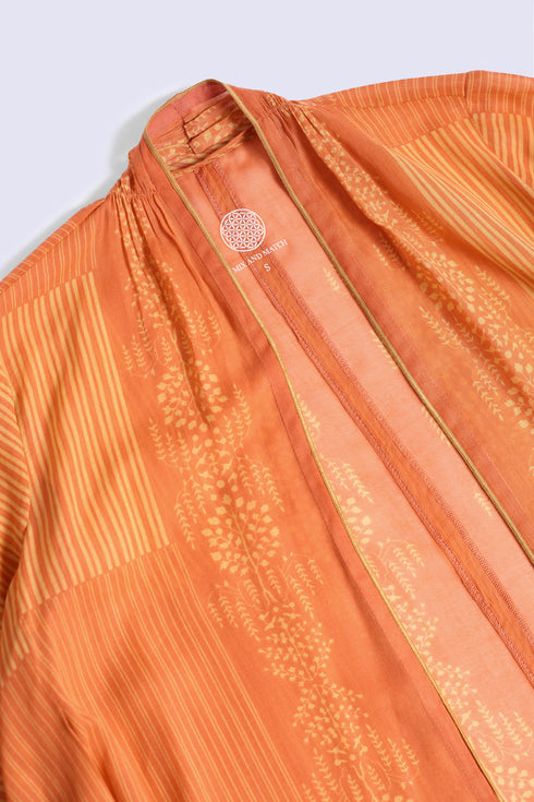 Printed Egyptian light cotton voile coat with pockets