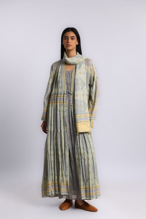 Long teared Egyptian cotton voile coat with pockets
