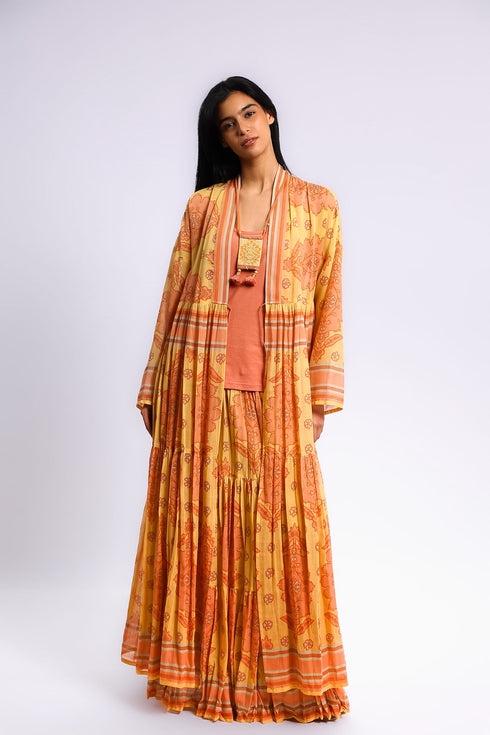 Long teared Egyptian cotton voile coat with pockets