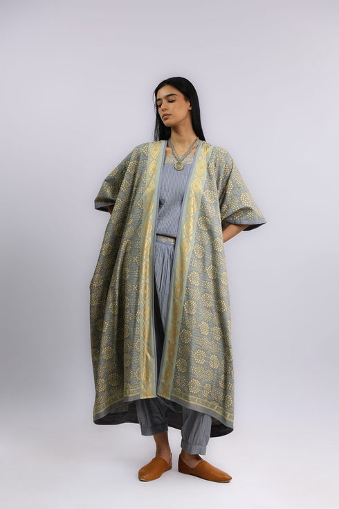 Reversible oversized artisan cotton coverup