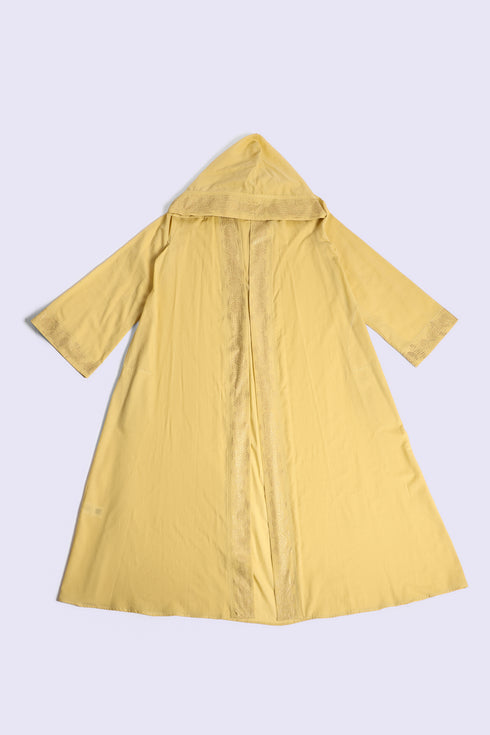 Golden Motif Hooded Cotton Voile Long Coat