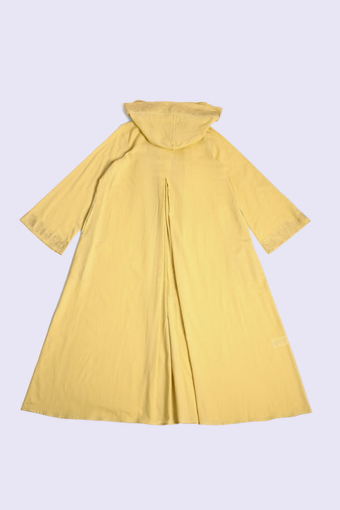 Golden Motif Hooded Cotton Voile Long Coat