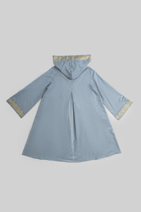 Golden Motif Hooded Cotton Voile Long Coat