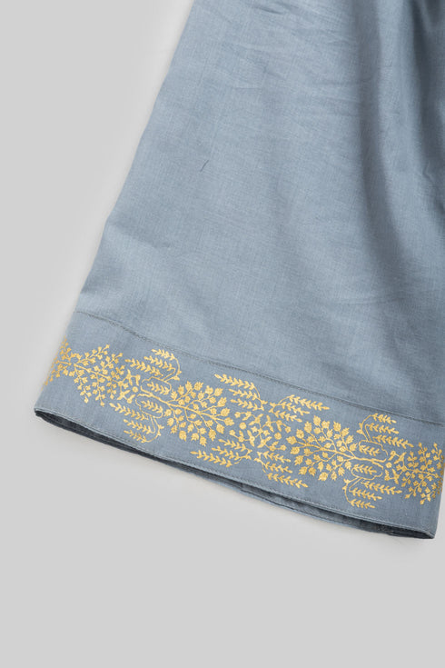 Golden Motif Hooded Cotton Voile Long Coat