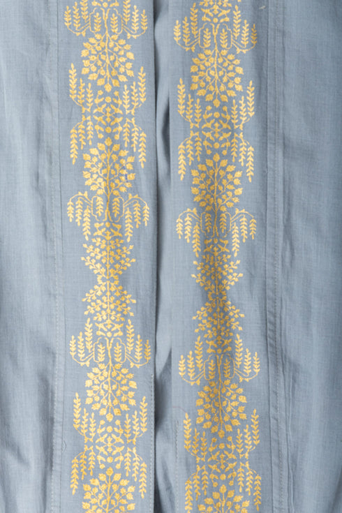 Golden Motif Hooded Cotton Voile Long Coat