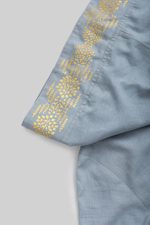 Golden Motif Hooded Cotton Voile Long Coat