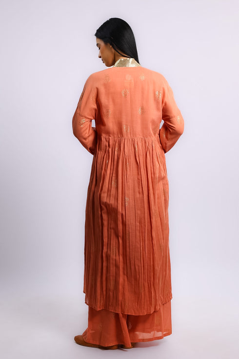 Gold printed Egyptian cotton gauze coat