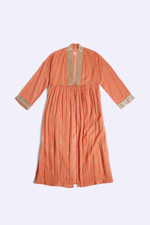 Gold printed Egyptian cotton gauze coat