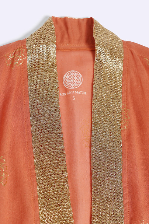 Gold printed Egyptian cotton gauze coat