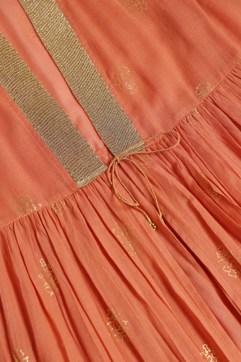 Gold printed Egyptian cotton gauze coat