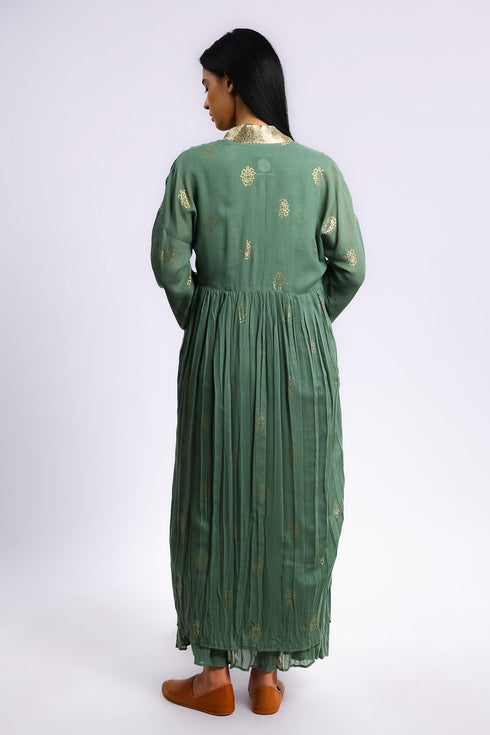 Gold printed Egyptian cotton gauze coat