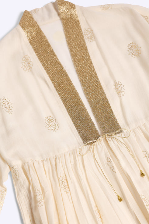 Gold printed Egyptian cotton gauze coat