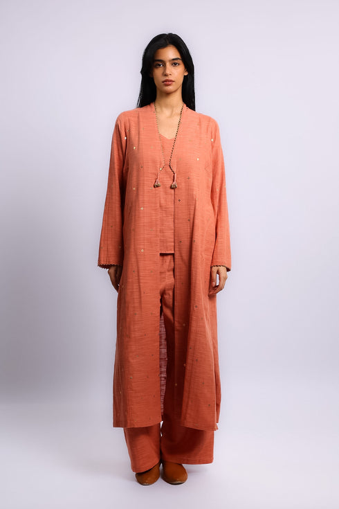 Luminous Egyptian cotton slub long coat