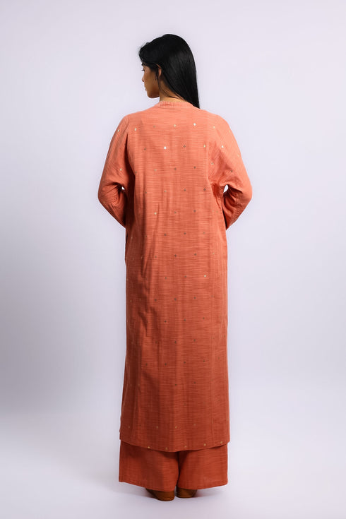 Luminous Egyptian cotton slub long coat