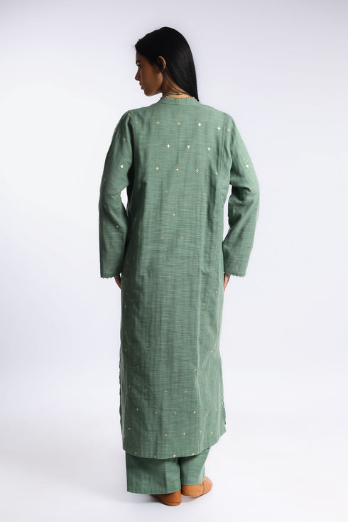 Luminous Egyptian cotton slub long coat