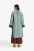 Mid-length felt coat with contrast stitching