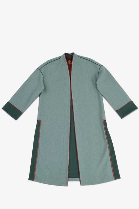 Mid-length felt coat with contrast stitching