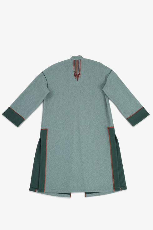 Mid-length felt coat with contrast stitching