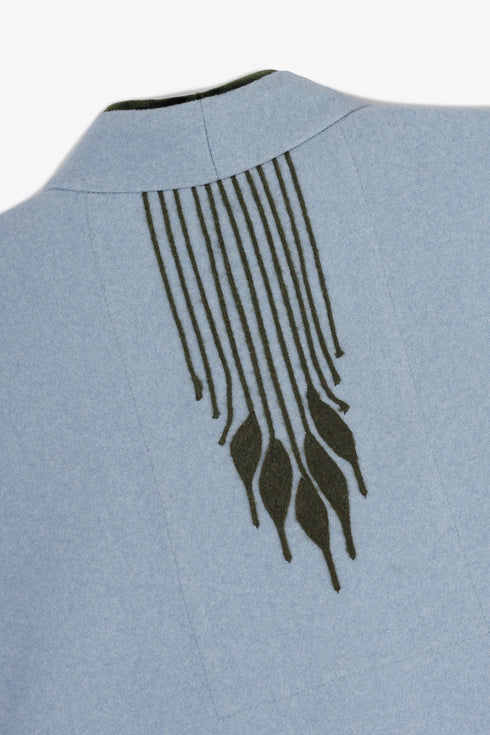 Mid-length felt coat with contrast stitching