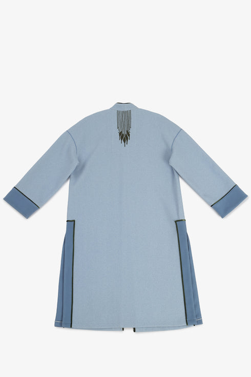 Mid-length felt coat with contrast stitching