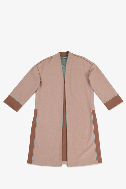 Mid-length felt coat with contrast stitching