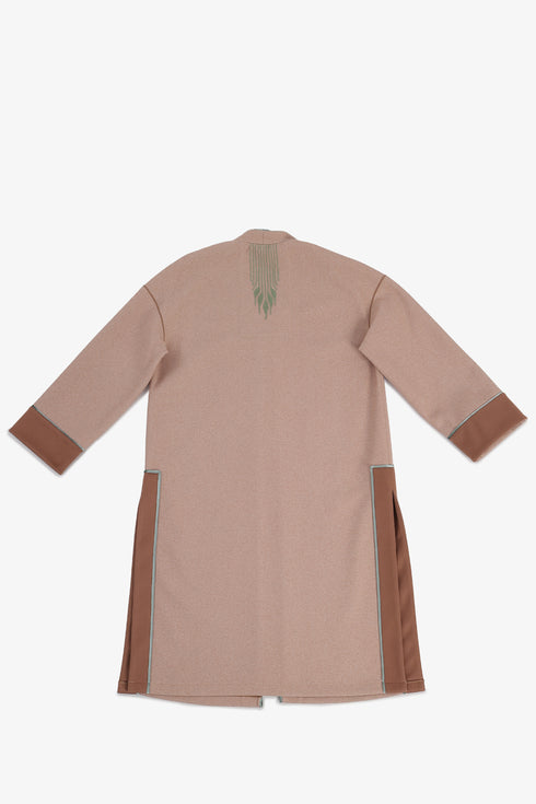 Mid-length felt coat with contrast stitching