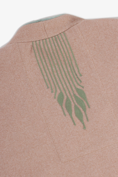 Mid-length felt coat with contrast stitching