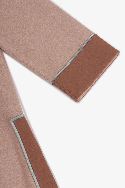 Mid-length felt coat with contrast stitching