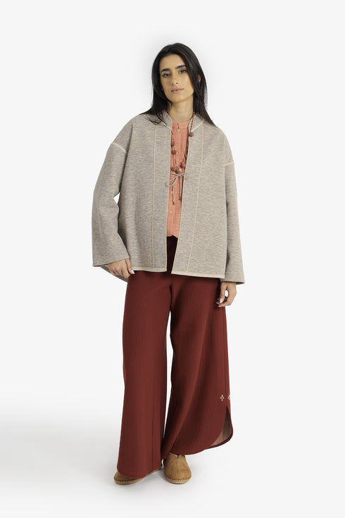 Reversible short jacket with front pocket