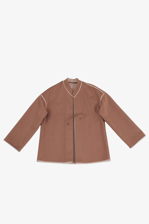 Reversible short jacket with back pleat