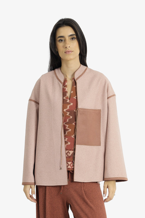 Reversible short jacket with back pleat