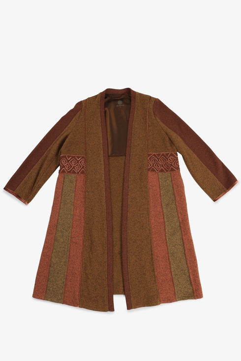 Embroidered short coat with multicolor panels