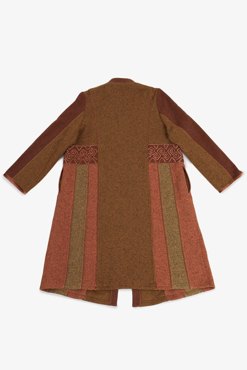 Embroidered short coat with multicolor panels
