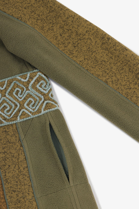 Multicolor embroidered coat with contrast side detailing
