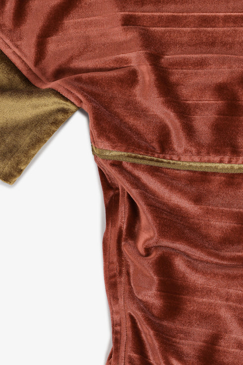 Reversible velvet jacket with contrast pleated details