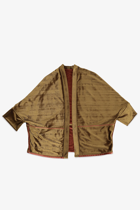 Reversible velvet jacket with contrast pleated details
