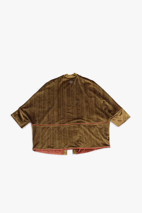 Reversible velvet jacket with contrast pleated details