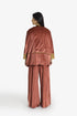 Reversible velvet jacket with contrast pleated details
