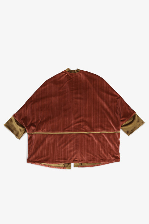 Reversible velvet jacket with contrast pleated details