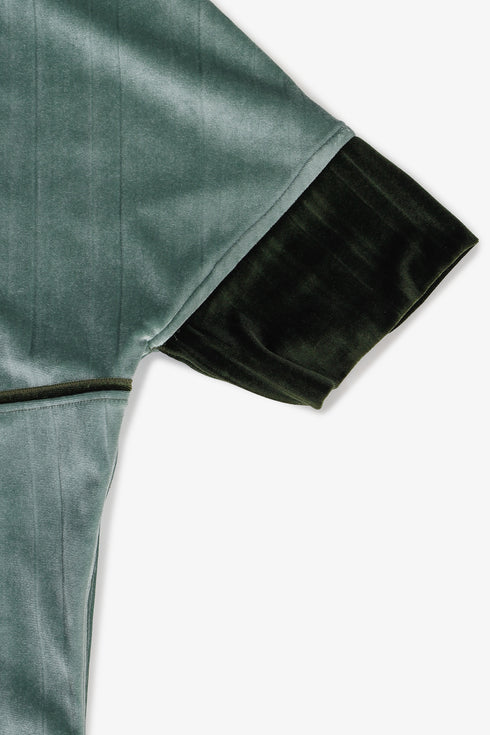 Reversible velvet jacket with contrast pleated details