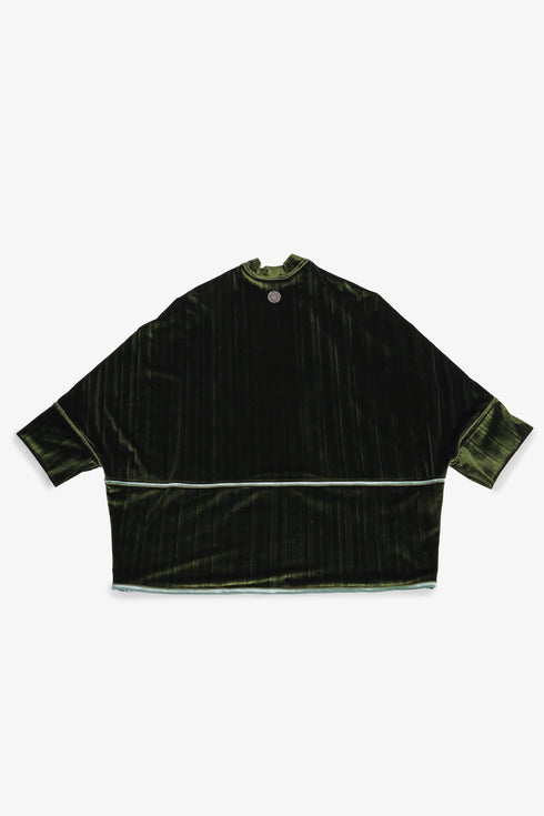 Reversible velvet jacket with contrast pleated details