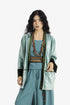 Reversible velvet jacket with contrast pleated details