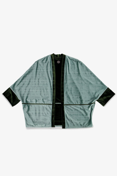 Reversible velvet jacket with contrast pleated details