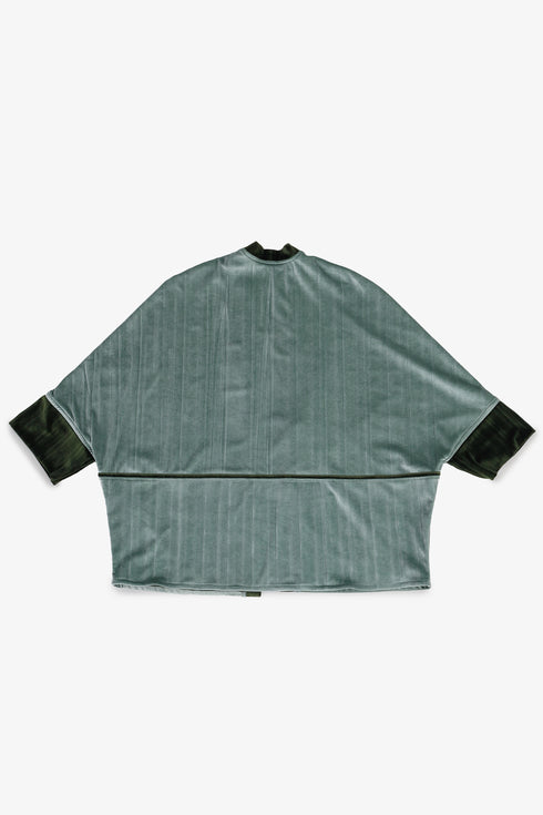 Reversible velvet jacket with contrast pleated details