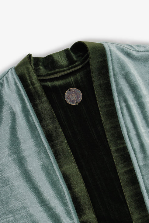 Reversible velvet jacket with contrast pleated details