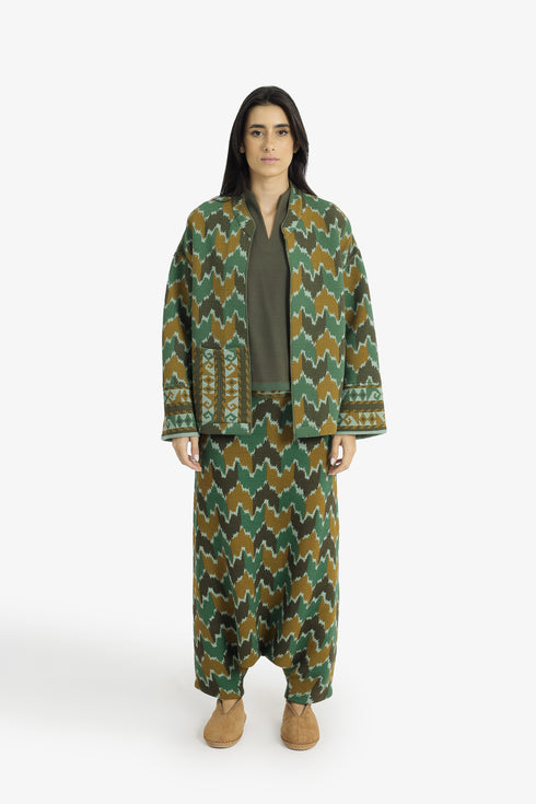 Printed quilted cotton jacket with patch pocket