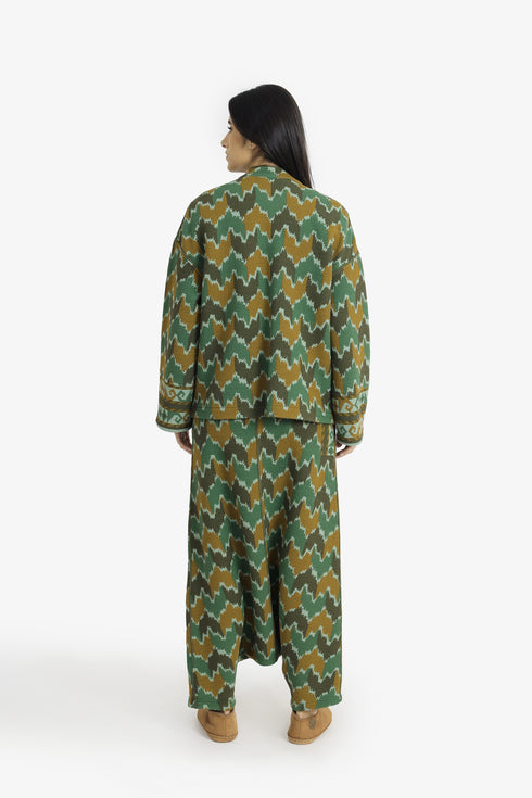 Printed quilted cotton jacket with patch pocket
